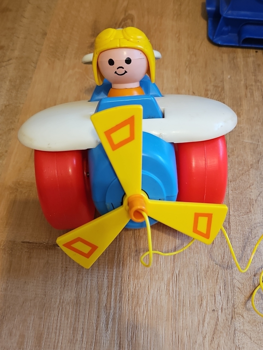 Fisher-Price Yellow, Blue & Red Pull-Along Airplane with Pilot
